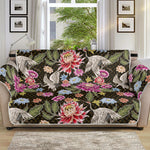 Asian Crane Bird Pattern Print Sofa Protector