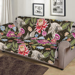 Asian Crane Bird Pattern Print Sofa Protector