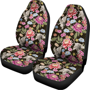 Asian Crane Bird Pattern Print Universal Fit Car Seat Covers