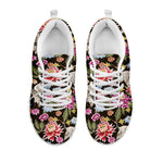 Asian Crane Bird Pattern Print White Sneakers