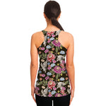 Asian Crane Bird Pattern Print Women's Racerback Tank Top