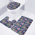 Asian Elephant And Tiger Print 3 Piece Bath Mat Set