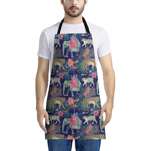 Asian Elephant And Tiger Print Apron