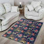 Asian Elephant And Tiger Print Area Rug