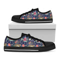 Asian Elephant And Tiger Print Black Low Top Sneakers