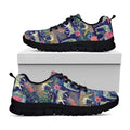 Asian Elephant And Tiger Print Black Running Shoes