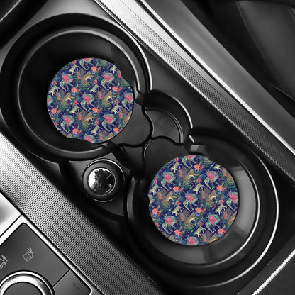 Asian Elephant And Tiger Print Car Coasters