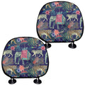 Asian Elephant And Tiger Print Car Headrest Covers