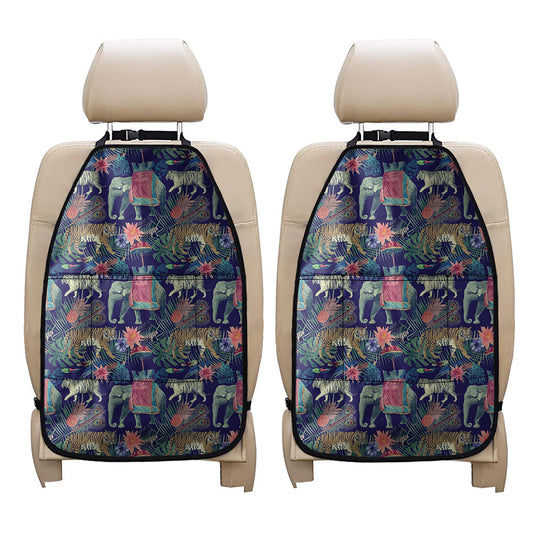 Asian Elephant And Tiger Print Car Seat Organizers