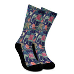 Asian Elephant And Tiger Print Crew Socks