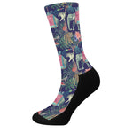 Asian Elephant And Tiger Print Crew Socks