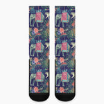 Asian Elephant And Tiger Print Crew Socks