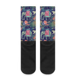 Asian Elephant And Tiger Print Crew Socks