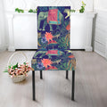Asian Elephant And Tiger Print Dining Chair Slipcover