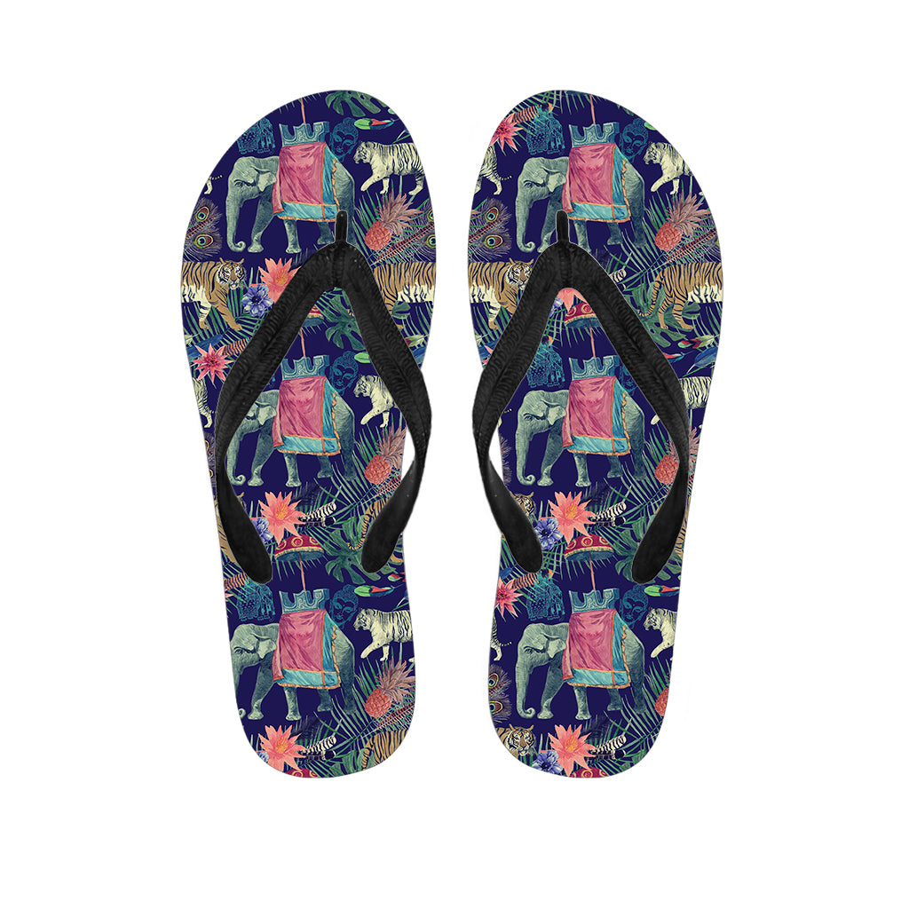 Asian Elephant And Tiger Print Flip Flops