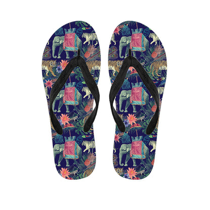 Asian Elephant And Tiger Print Flip Flops