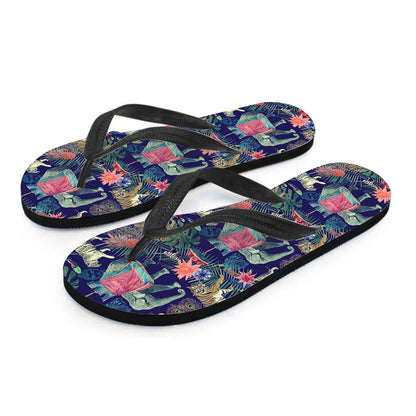 Asian Elephant And Tiger Print Flip Flops