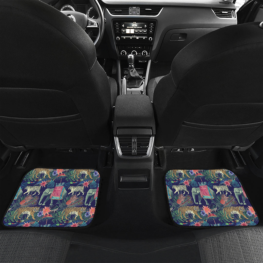 Asian Elephant And Tiger Print Front and Back Car Floor Mats
