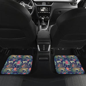 Asian Elephant And Tiger Print Front and Back Car Floor Mats