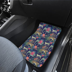 Asian Elephant And Tiger Print Front and Back Car Floor Mats