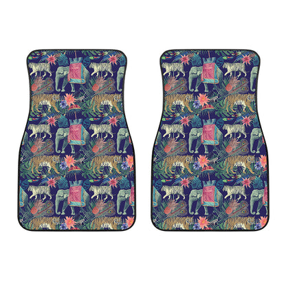 Asian Elephant And Tiger Print Front Car Floor Mats