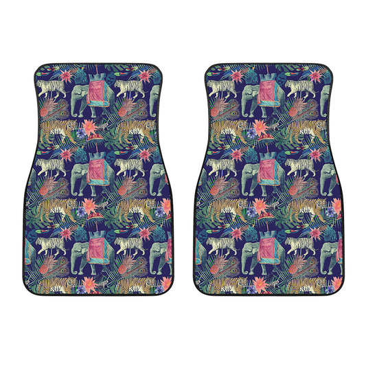 Asian Elephant And Tiger Print Front Car Floor Mats