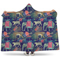 Asian Elephant And Tiger Print Hooded Blanket