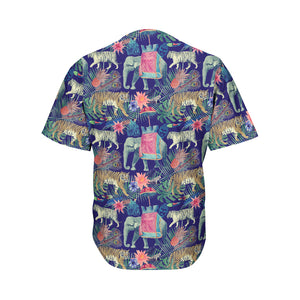 Asian Elephant And Tiger Print Men's Baseball Jersey