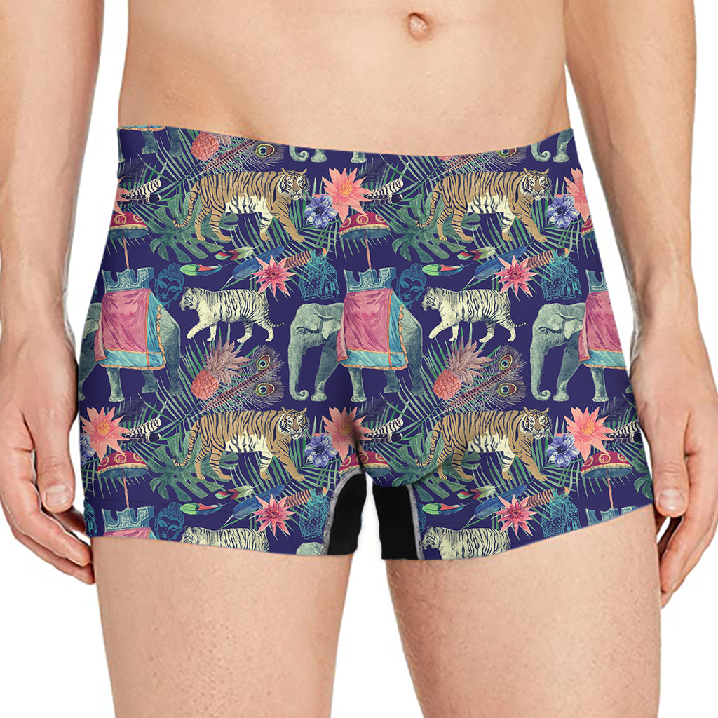 Asian Elephant And Tiger Print Men's Boxer Briefs