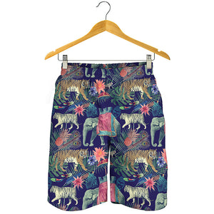 Asian Elephant And Tiger Print Men's Shorts
