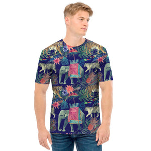 Asian Elephant And Tiger Print Men's T-Shirt