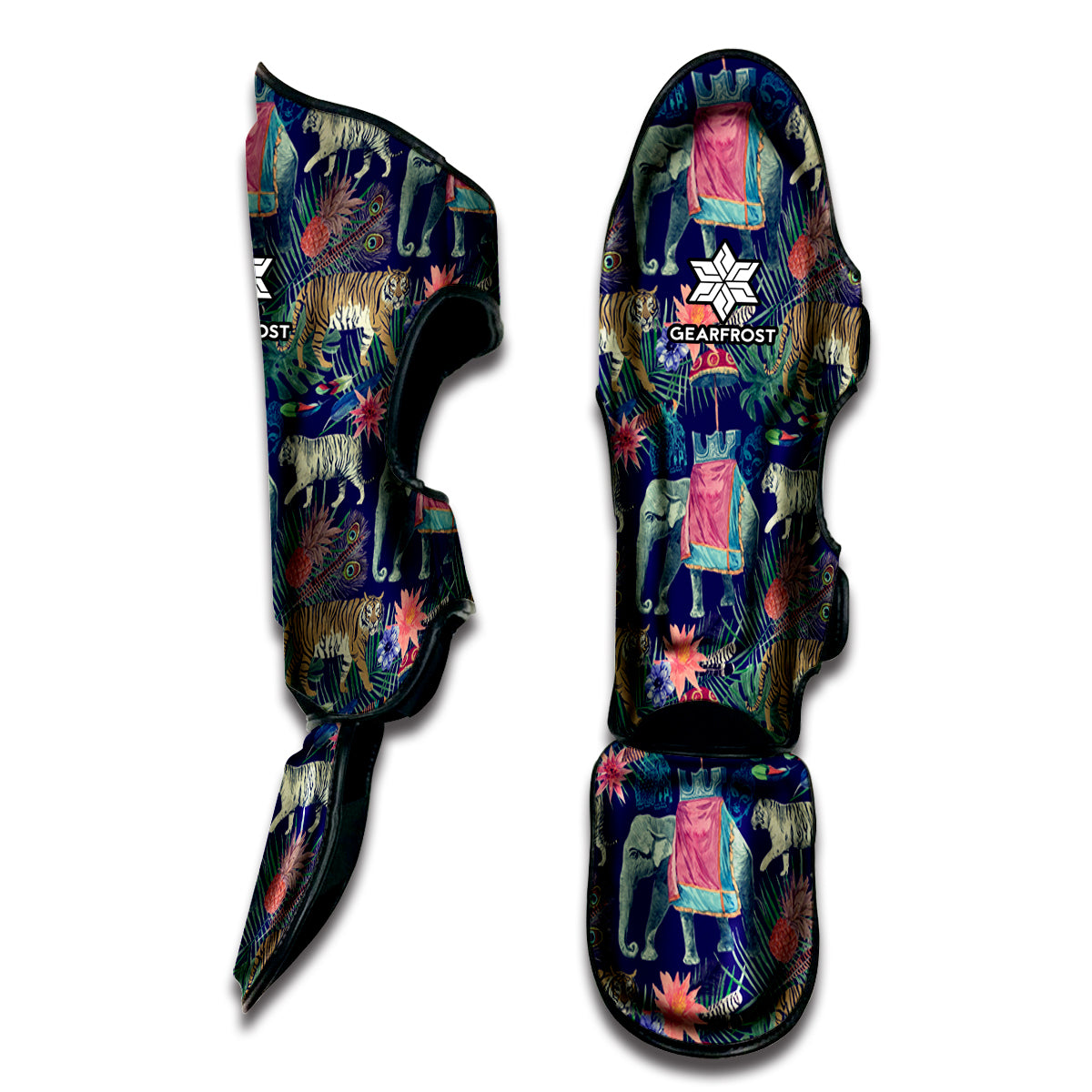 Asian Elephant And Tiger Print Muay Thai Shin Guard