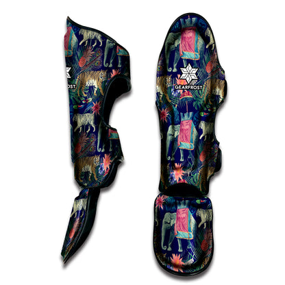 Asian Elephant And Tiger Print Muay Thai Shin Guard