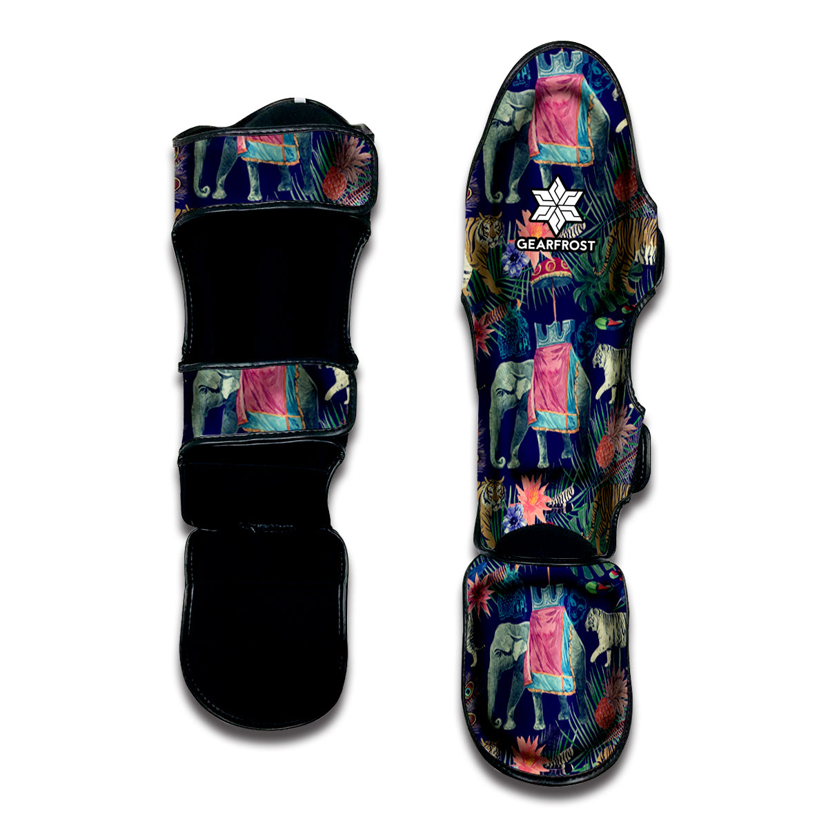 Asian Elephant And Tiger Print Muay Thai Shin Guard