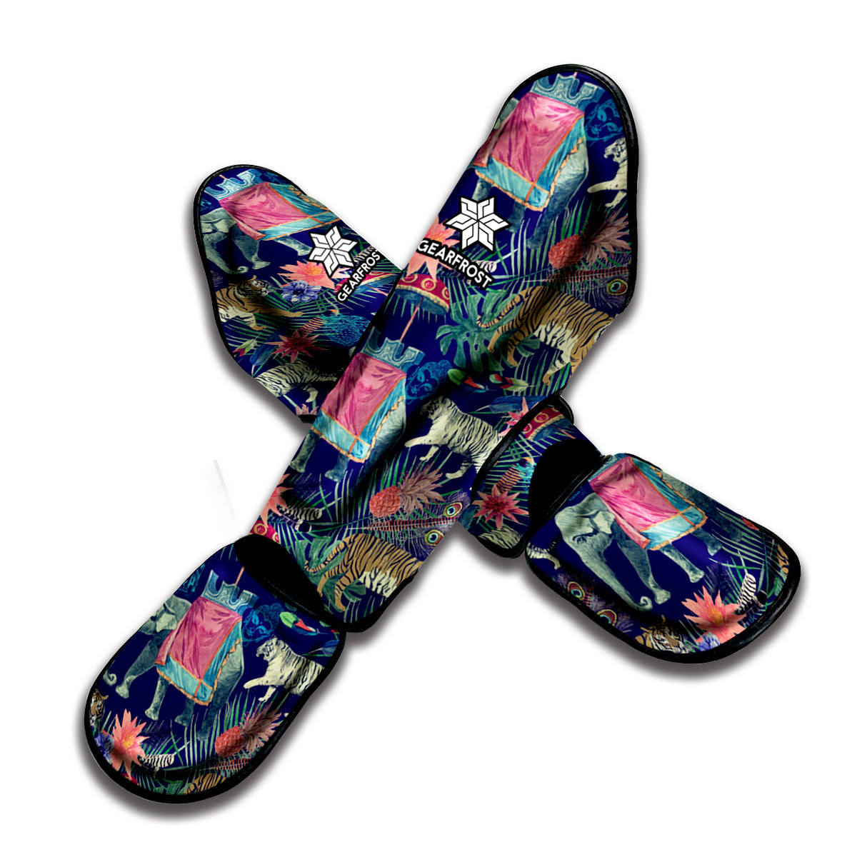 Asian Elephant And Tiger Print Muay Thai Shin Guard