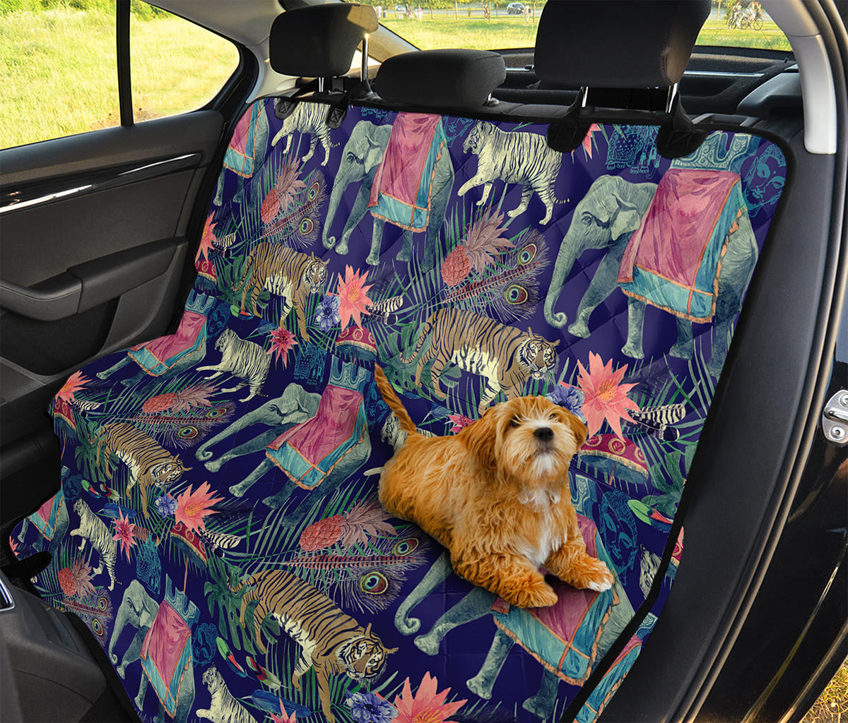 Asian Elephant And Tiger Print Pet Car Back Seat Cover