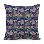 Asian Elephant And Tiger Print Pillow Cover