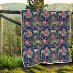 Asian Elephant And Tiger Print Quilt