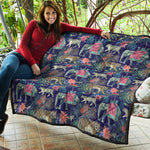 Asian Elephant And Tiger Print Quilt