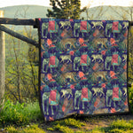 Asian Elephant And Tiger Print Quilt