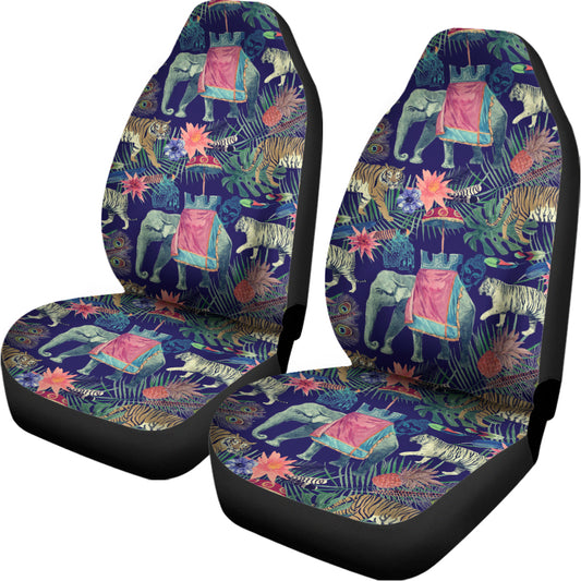 Asian Elephant And Tiger Print Universal Fit Car Seat Covers