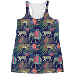 Asian Elephant And Tiger Print Women's Racerback Tank Top
