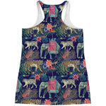 Asian Elephant And Tiger Print Women's Racerback Tank Top