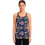 Asian Elephant And Tiger Print Women's Racerback Tank Top