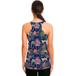 Asian Elephant And Tiger Print Women's Racerback Tank Top