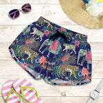 Asian Elephant And Tiger Print Women's Shorts