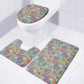 Asian Paisley Pattern Print 3 Piece Bath Mat Set