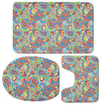 Asian Paisley Pattern Print 3 Piece Bath Mat Set