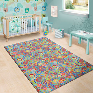 Asian Paisley Pattern Print Area Rug