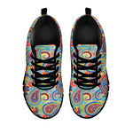 Asian Paisley Pattern Print Black Sneakers